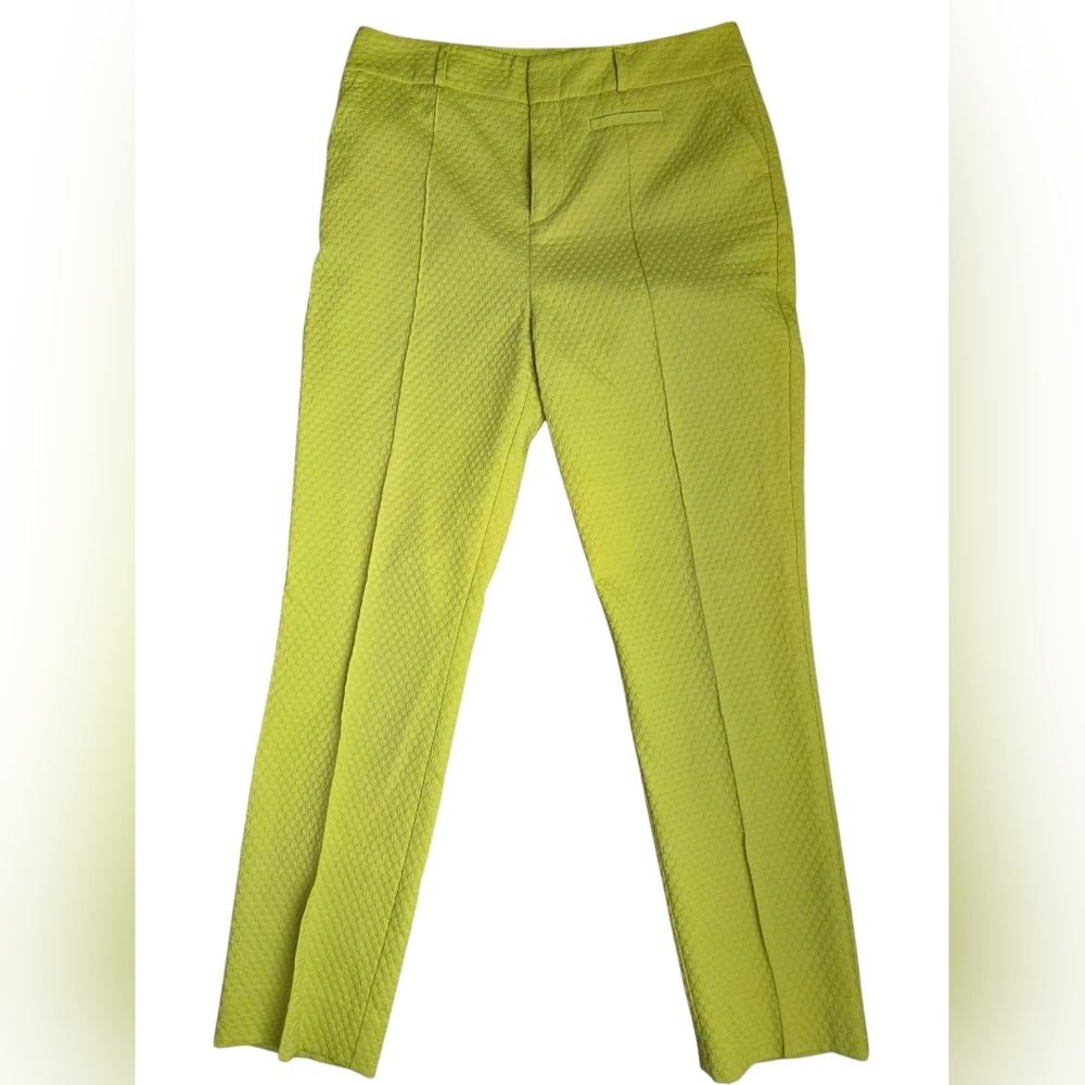 Soft Surroundings Pants Women Green Textured Chino Straight Preppy Size 6